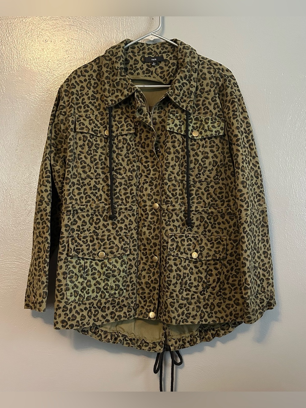 Fate Women’s Olive Leopard Print Utility Jacket